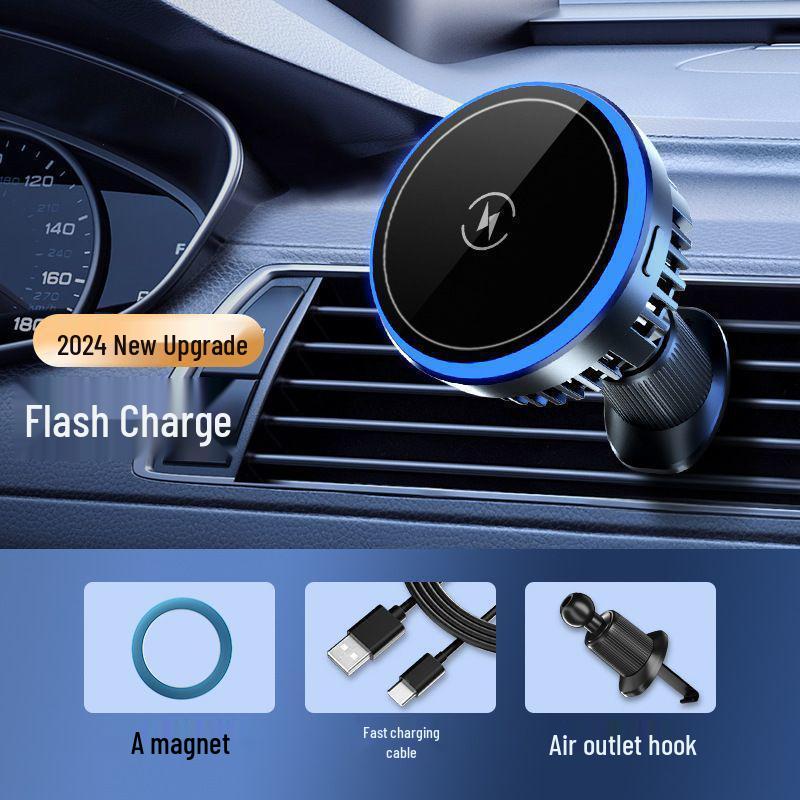 Magnetic Car Phone Holder with Wireless Charging & Cooling for Apple 15 MagSafe