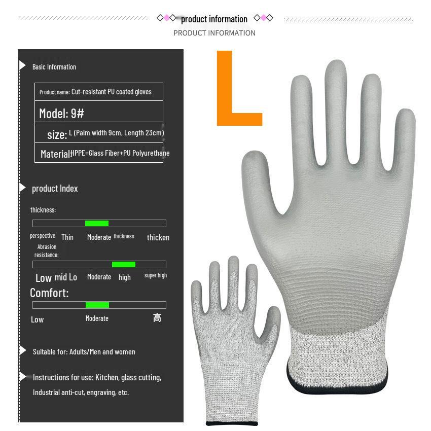 Cut-Resistant Level 5 Industrial Protection Gloves - Scratch and Wear-Resistant Safety Gear