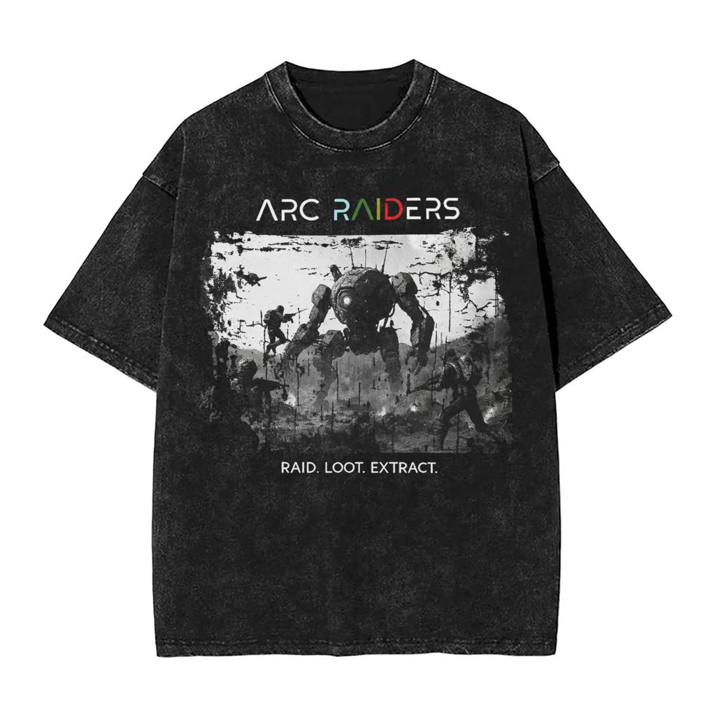 New Arc Raiders Game Peripherals Graphic Print TShirts Unisex Women Retro Washed Cotton Tees Loose Oversized Unisex Fashion Tops