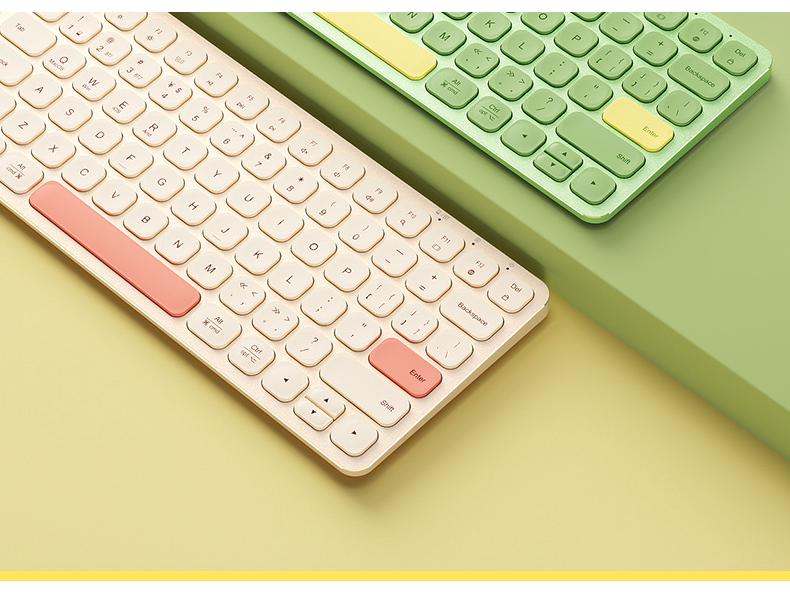 BOW Hangshi HD286CL Dual-Mode Bluetooth Wireless Ultra-Quiet Keyboard - Cute & Lightweight for Girls