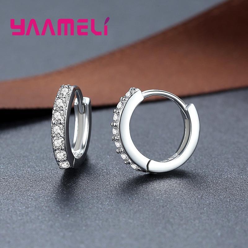 Classic 925 Silver Multicolor Cubic Zircon Small Hoop Earrings for Women Girls Wedding Party Fashion Jewelry Gifts
