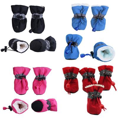 4 peças Sapatos impermeáveis para cães de estimação, botas de chuva antiderrapantes de pelúcia para inverno, calçados grossos e quentes para cães pequenos, gatos, filhotes, meias, botas