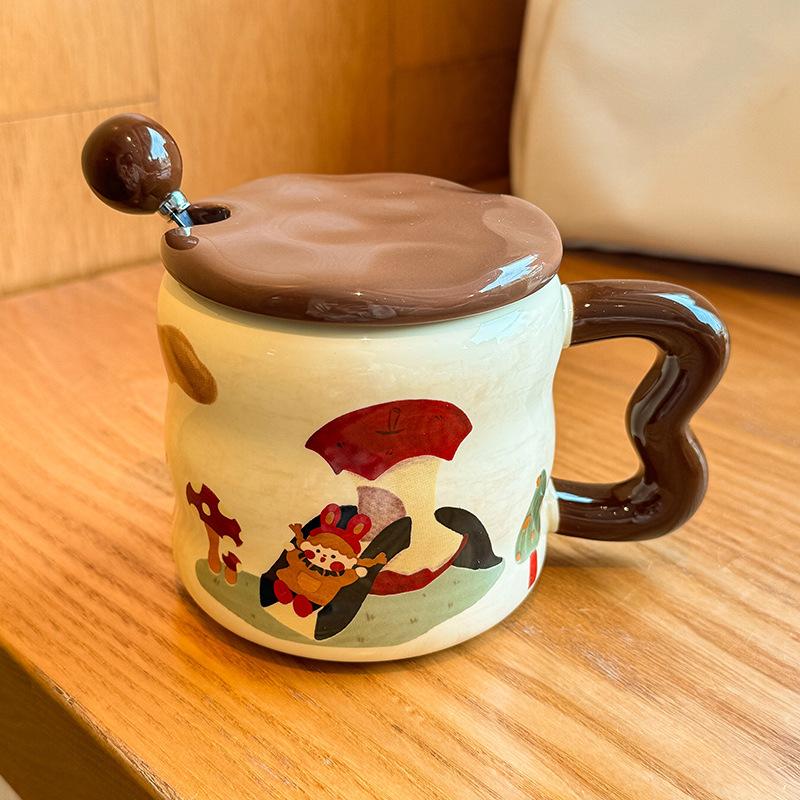 Hochwertige Keramiktasse mit Deckel Freundin Souvenir Geschenk für Mädchen Geburtstagsgeschenk praktische Keramiktasse kreatives Geschenk