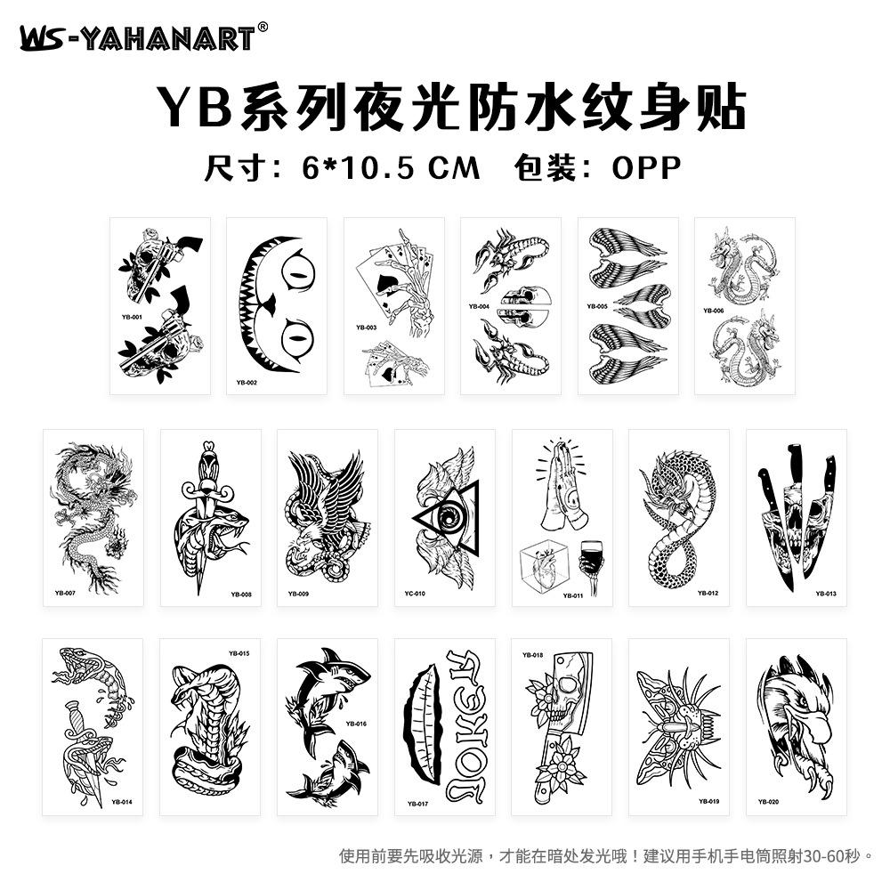 Luminous Love Dragon Tiger Tattoo Music Festival Bar Party Tattoo Sticker Luminous Waterproof Face Sticker