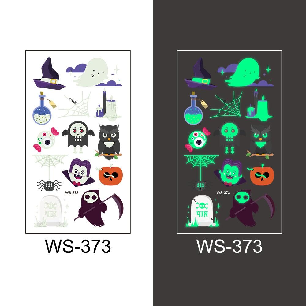 1pc Luminous Tattoo Ghost Taty Fake Tattoo Glowing In Dark Waterproof Temporary Tattoo Stickers Halloween Party for Kids