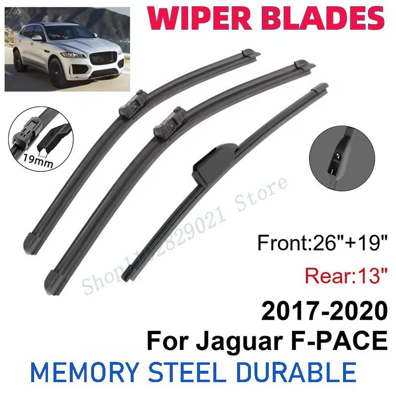 

3PCS For Jaguar F-PACE 2017-2020 26 + 19 + 13 Front Rear Wiper Blades Windshield Windscreen Window Cutter Accessories чёрный