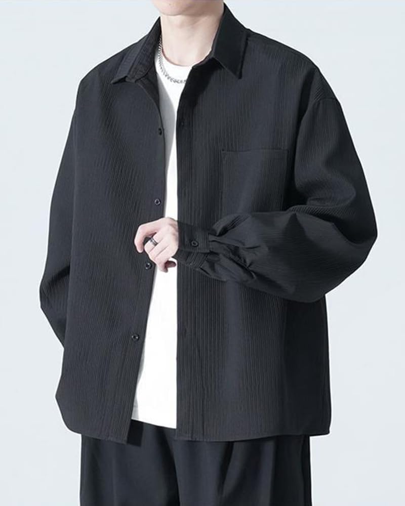 Long Sleeve Dress Plus Loose Solid [foveitaa] Men's Shirt, Spring/Autumn Wear, Sizes, Business/Casual, Fit, Stylish, Lightweight, Soft, Cool, Color,