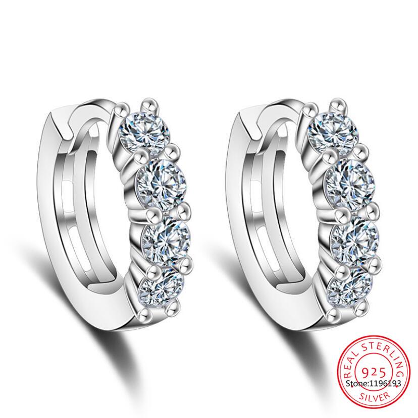 Plated Total 2.6CT Full Moissanite Hoop Earring for Women Sparkling Wedding Party Earring 925 Silver Jewelry Huggie