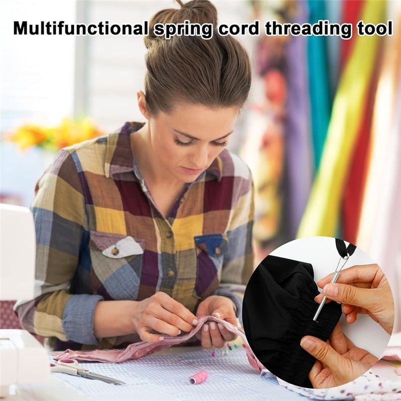 ABIY Spring Loop Drawstring Threader Tool For Sweatpants & Shorts - Bendable Metal Rope Threader Clip For Easy Sewing