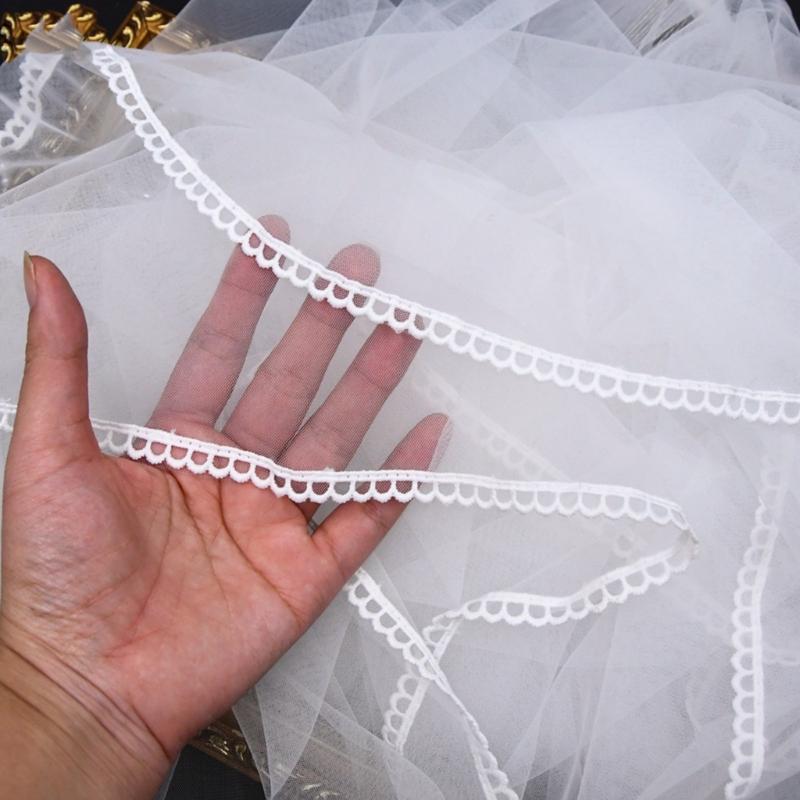 Long Wedding Veil Lace Veils with Hair Comb Wedding Hair Accessories White 2-Layer Wedding Veil