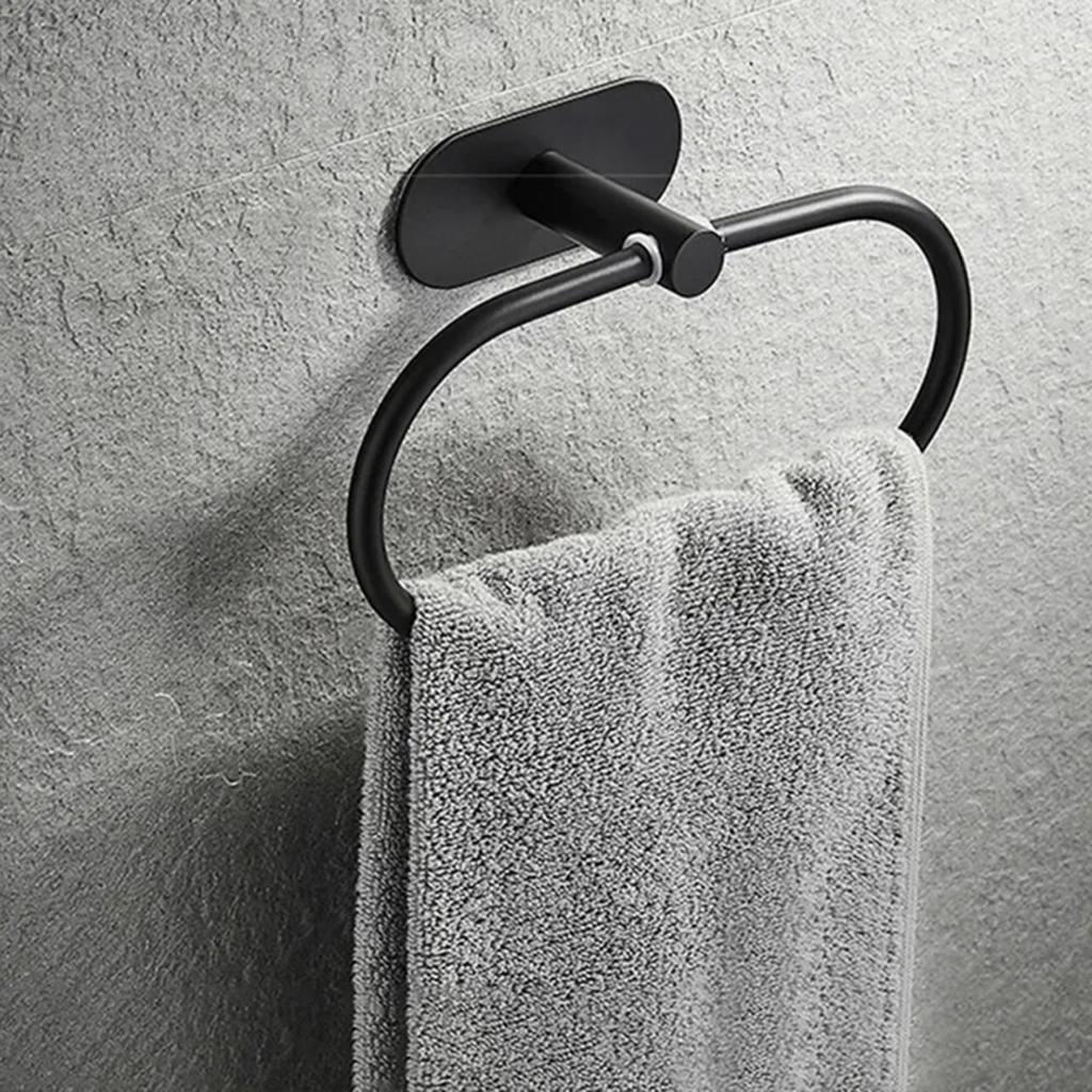 4PCS Wall Mount Toilet Towel Paper Holder Adhesive Black Silver Kitchen Roll Paper Stand Hanging Napkin Rack Bathroom Set