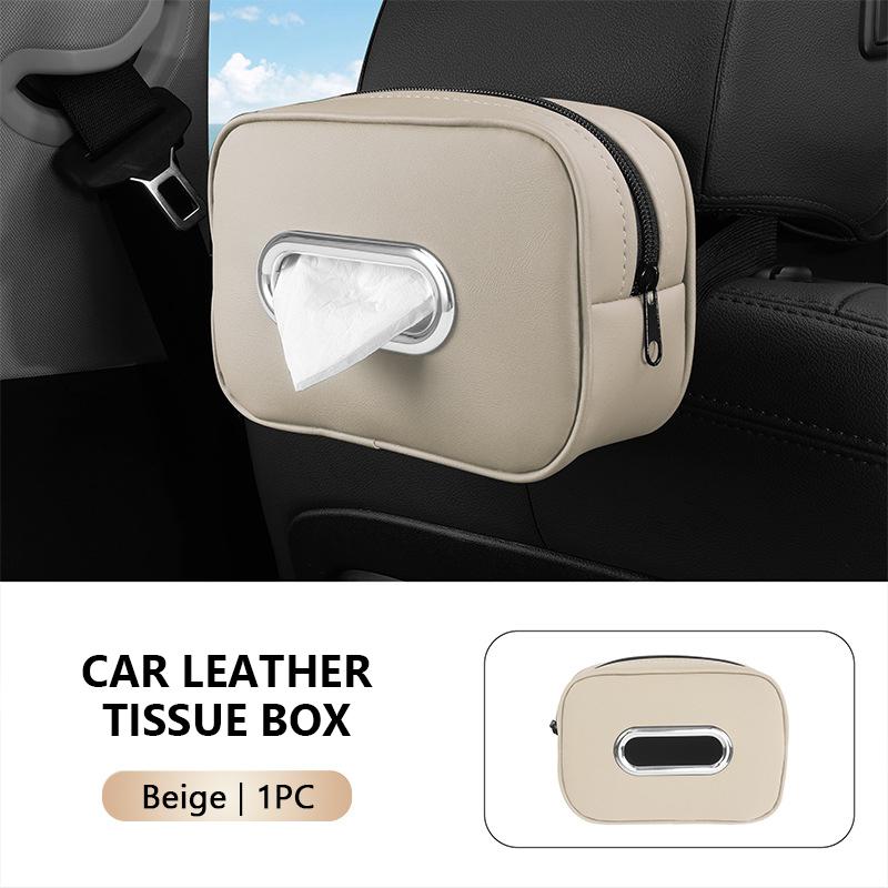 Seametal Car Seat Back Tissue Holder Luxury Wear-Resistant Tissue Box Auto Backseat Hanging Napkin Case Storage Bag With Zipper