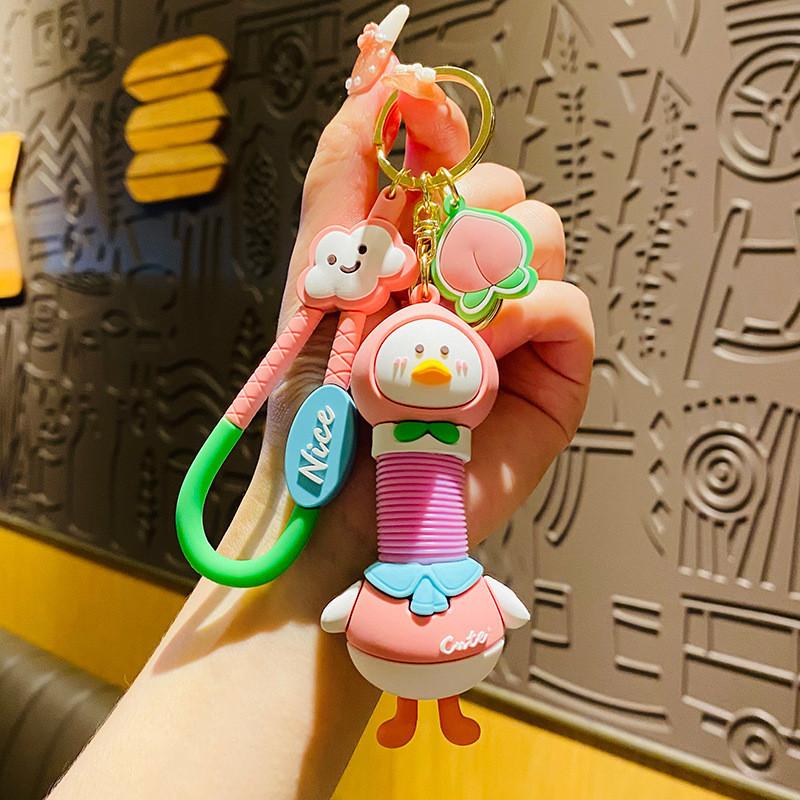 And Fun Cute Peach Duck Keychain Cartoon Pendant For Backpacks Gifts And