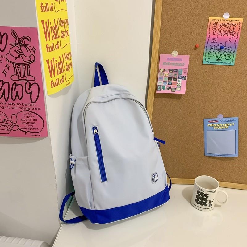 Simple Color Blocked Letter Print Student Casual Backpack For School Use