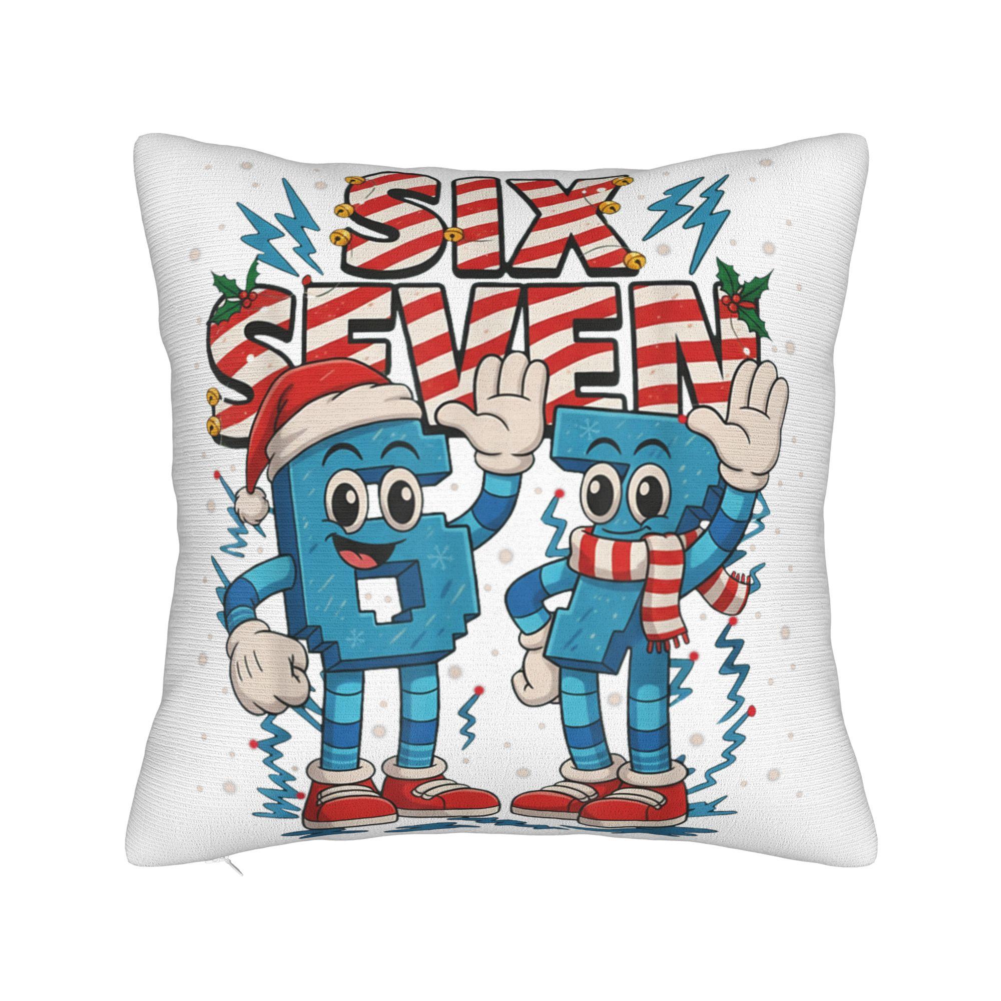 Funny Kids Meme 67 Six Seven Italian Brainrot Christmas Pillowcase Soft Fabric Cushion Cover Decor  Pillow Case Cover 30x30cm 12x12in