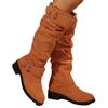 Women's Mid-Heel Knee-High Fashion Boots, British Style Suede Riding Boots, Plus Size Fall Winter Shoes
