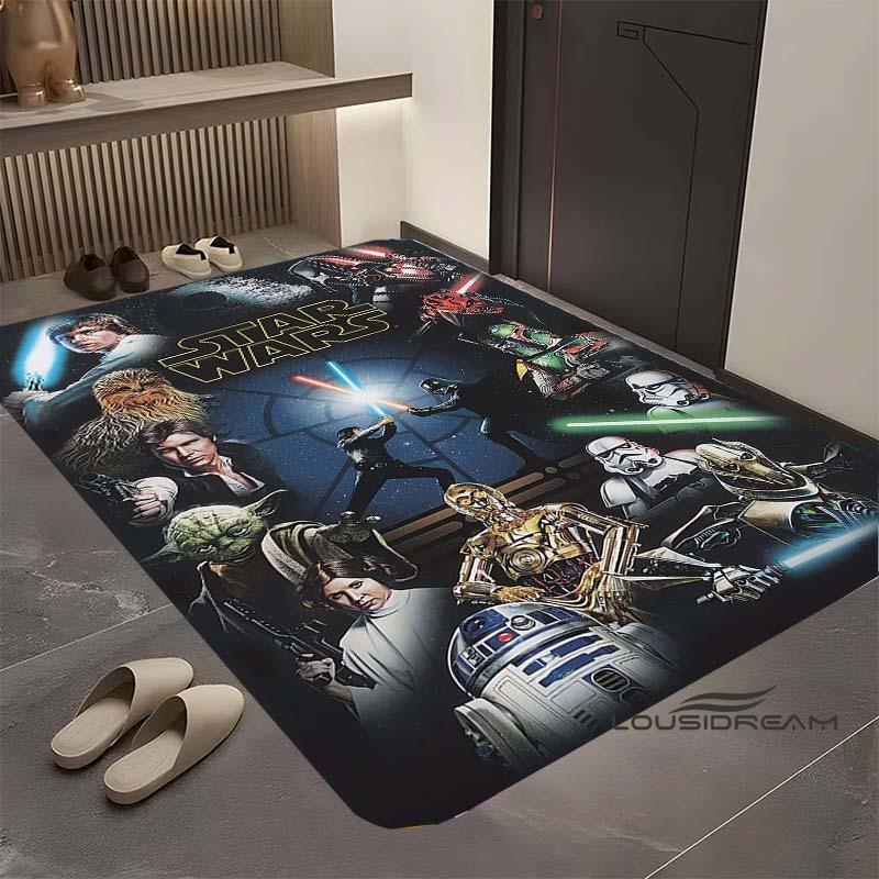 Kober s motivem Star Wars, vhodný do obývacího pokoje, retro vzor galaxie, vesmírné hvězdolety, velká protiskluzová rohožka, koupelnová předložka, domov