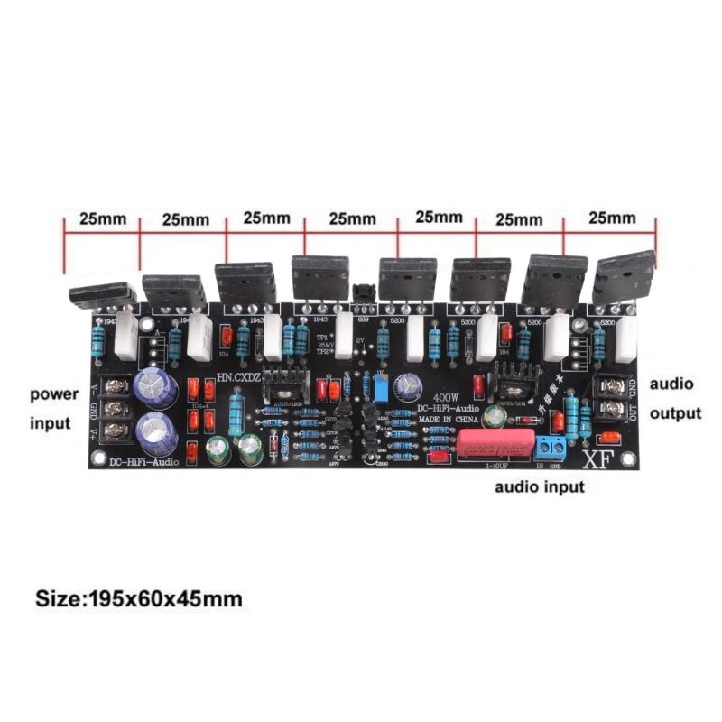 Large Power Mono 400W Sound Amplifier with A1943 C5200 Transistors Simple Installs for Professional Sound Systems