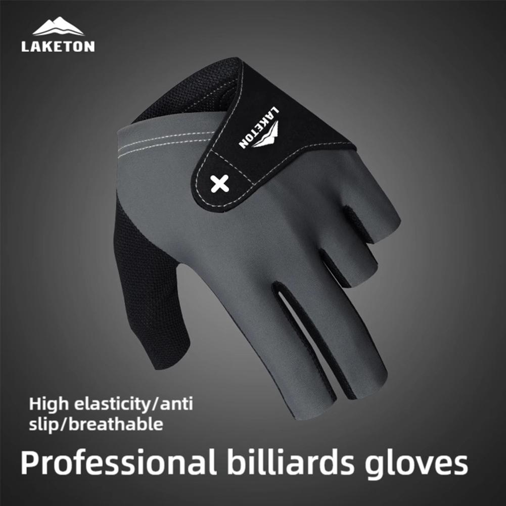 Open Finger Billiard Gloves Breathable Polyester Snooker Pool Gloves Adjustable Sticker Smooth Soft Lightweight Amateur Training