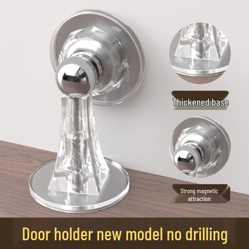 Magnetic Silicone Door Stopper: Punch-Free, Stainless Steel Wall-Mounted Door Holder