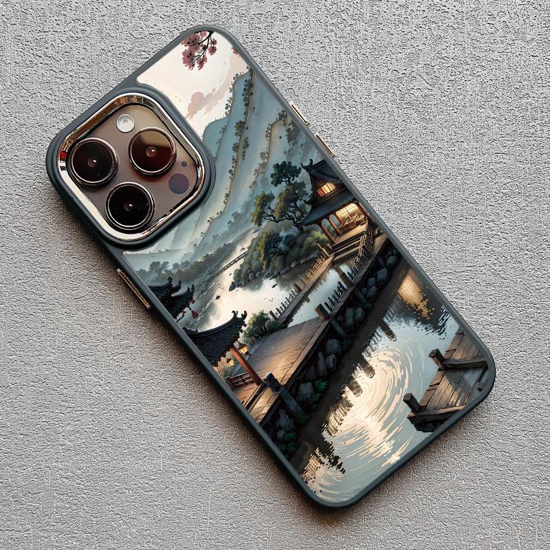 Chinese Style Landscape Painting Phone Case For Iphone 13 12 Pro Max 15 14 Pro Max Plus 11 XR XS X 15 14 7 8 Plus Silicone Cover