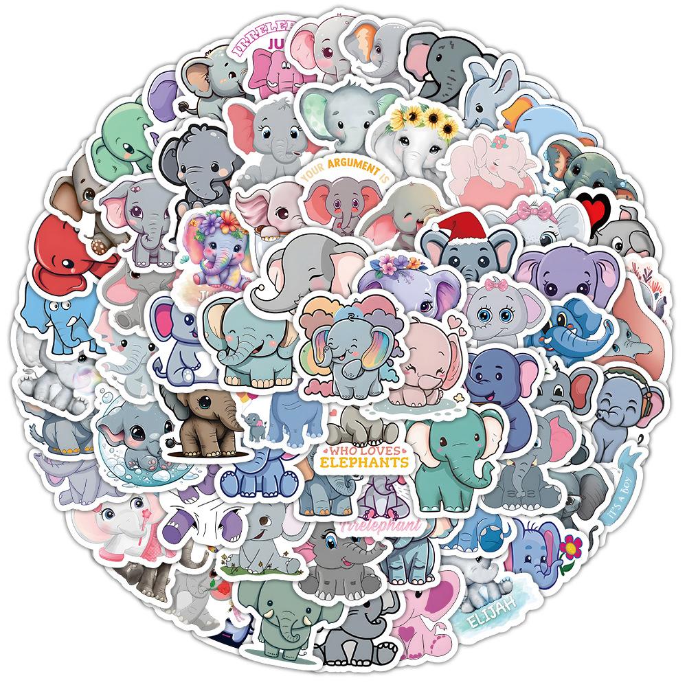 100 Colorful Elephant Stickers Decorate Luggage, Notebook, Scooter, Handbook, Children's Waterproof Stickers