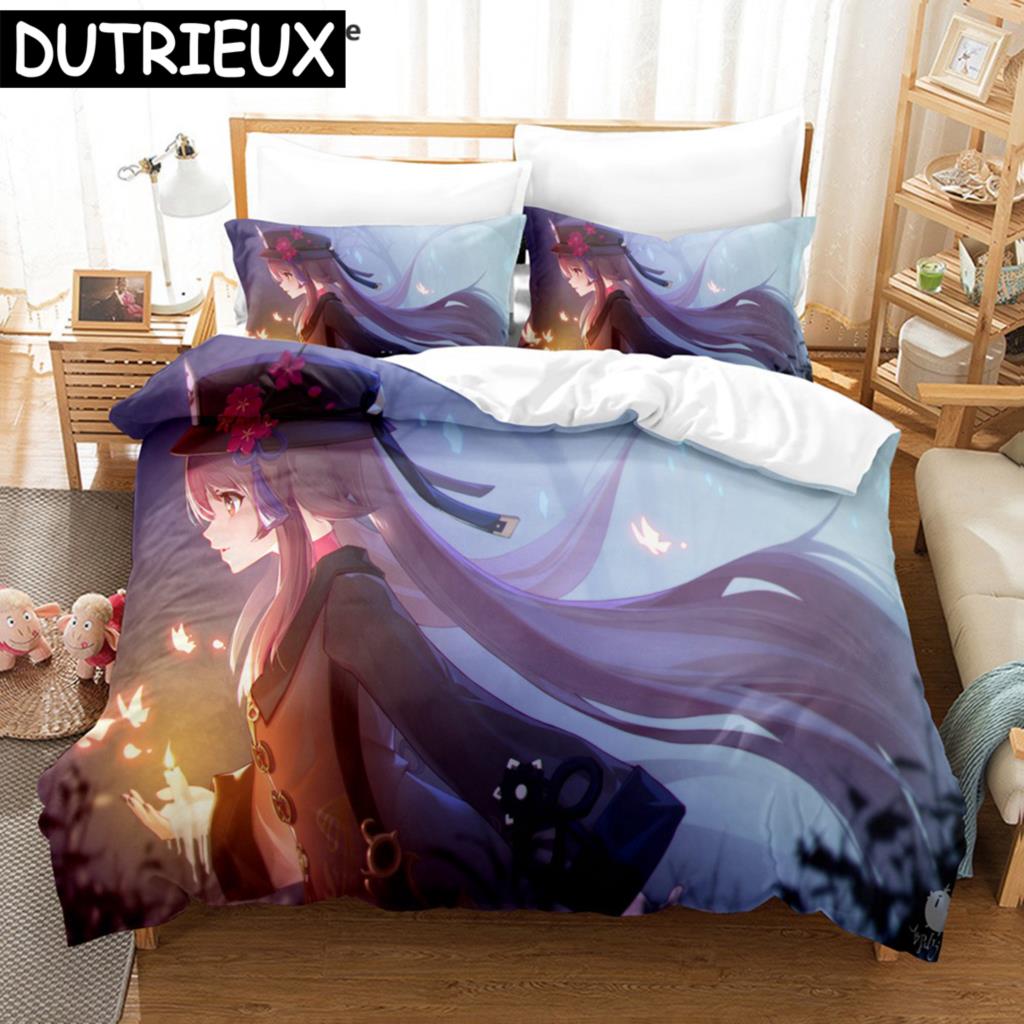 Hu Tao Genshin Impact Game 3D Duvet Cover Bedding Set Comforter Linen Pillowcases Home Decor Single Double Twin King Queen
