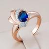 Blue Zircon Gold Silver Color Rings Personality Women Jewelry Fashion Costume Accessories