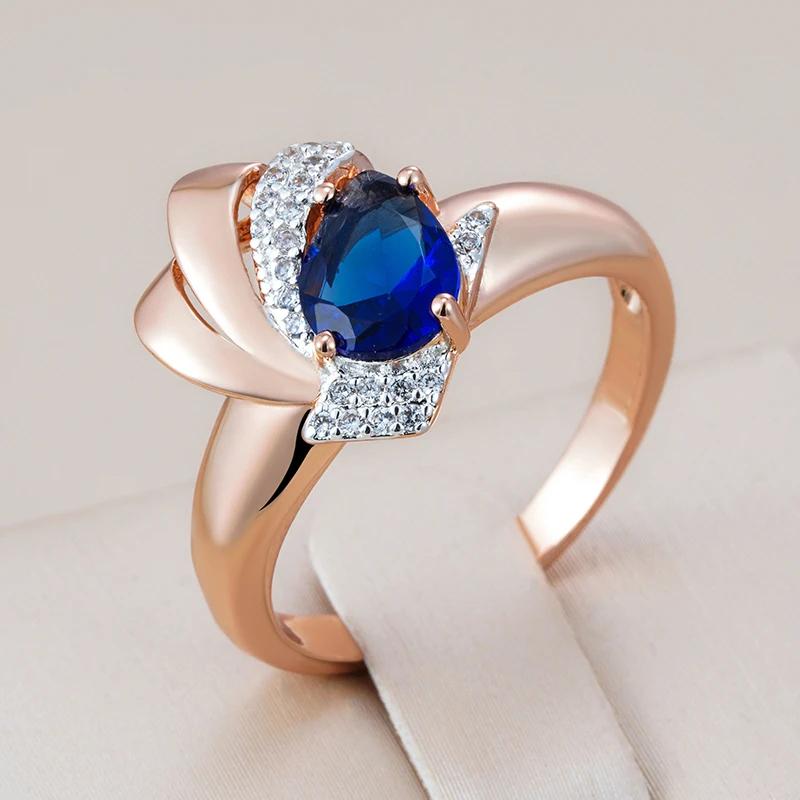 Blue Zircon Gold Silver Color Rings Personality Women Jewelry Fashion Costume Accessories