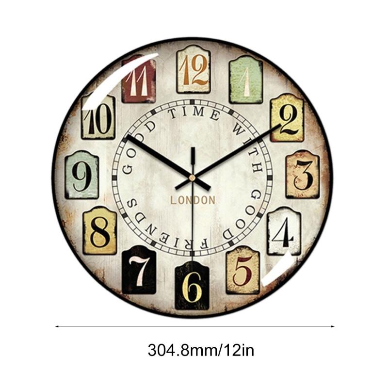 12Inch Vintage Decorative Round Wall Clock with Large Arabic Numerals Antiqued Classical Wall Clock Bedroom Home Decors