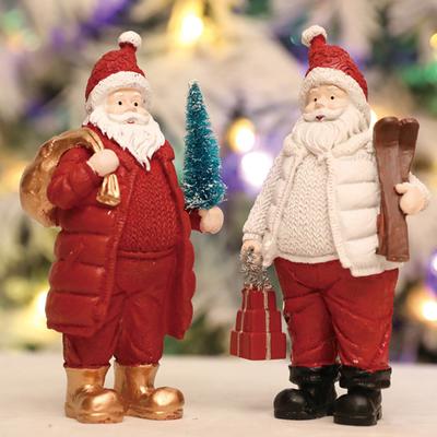 Świąteczna Figurka Świętego Mikołaja Miniaturowa Żywiczna Ozdoba Świętego Mikołaja z Workiem Prezentów na Świąteczny Wystrój Wnętrz Domu na Stół
