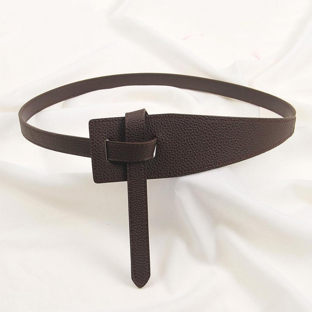 Cintura in ecopelle da donna semplice stile coreano forma irregolare nodo regolabile cintura lunga abito cappotto cintura corsetto accessori moda