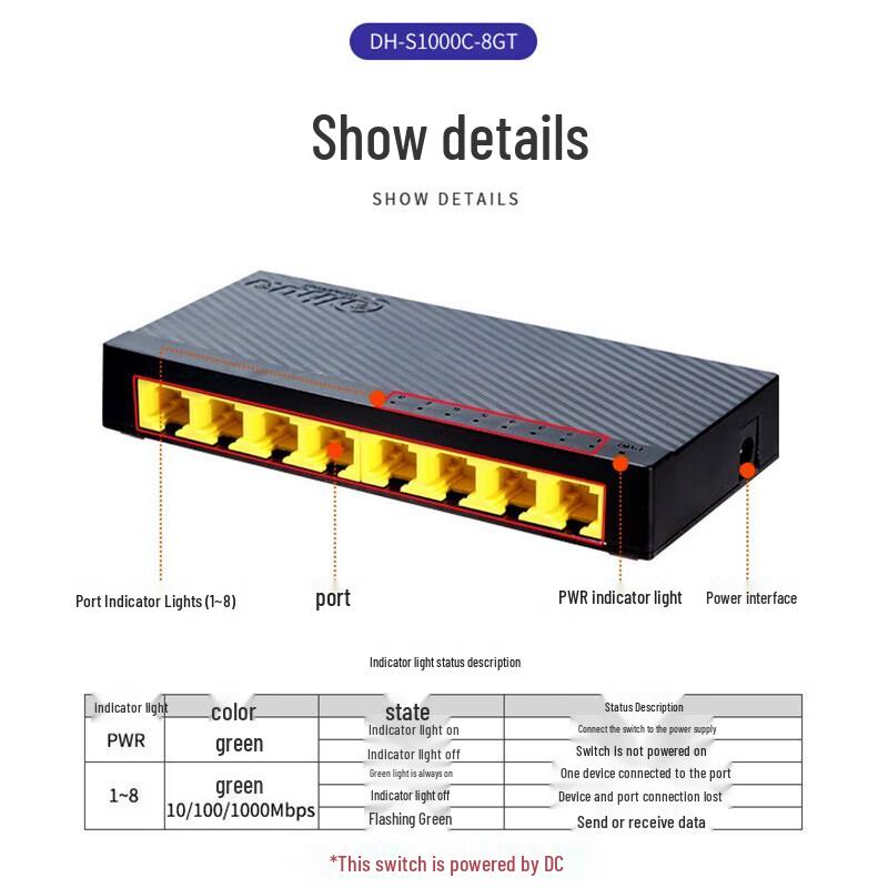 Dahua S3000C-24GT 24-Port Gigabit Ethernet Switch CN Plug (adapter Included)