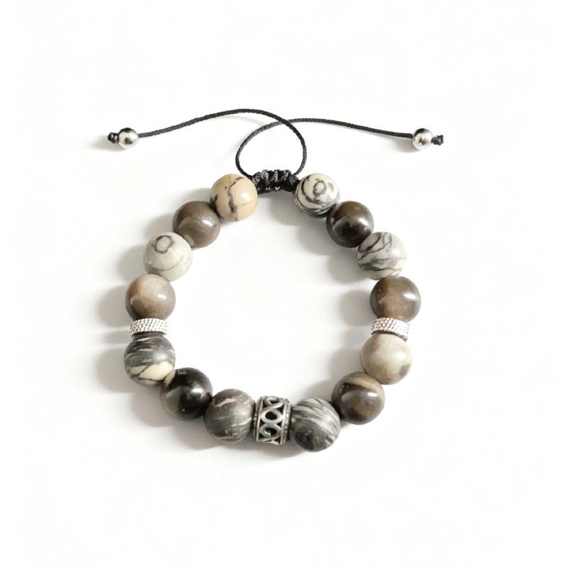 JYL TS Bracelet  Eye Dopamine Style Brings Joy & Insight Black mesh silver obsidian коричневый древесины
