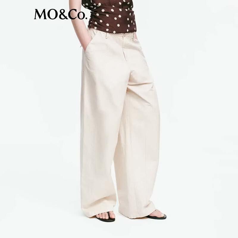 MO&Co. Women's Mid-Low Waist Casual Curved Wide-Leg Pants