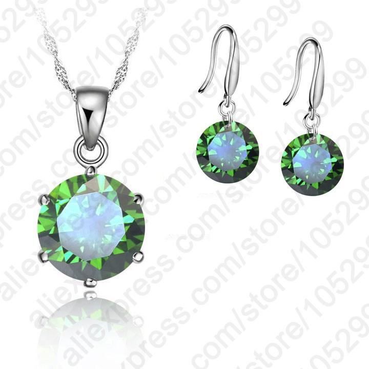 New Fashion Crystal Jewelry Set Cubic Zirconia CZ Pendant Necklace 925 Sterling Silver Jewelry Set Gift For Women Lovers