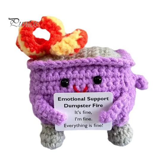 

Вязаная крючком плюшевая кукла-мусорный контейнер, подарок на эмоциональную поддержку, ручная работа, вязаная крючком мусорная корзина, пылающая мусорная корзина, вязаная кукла, забавный декор стола фиолетовый