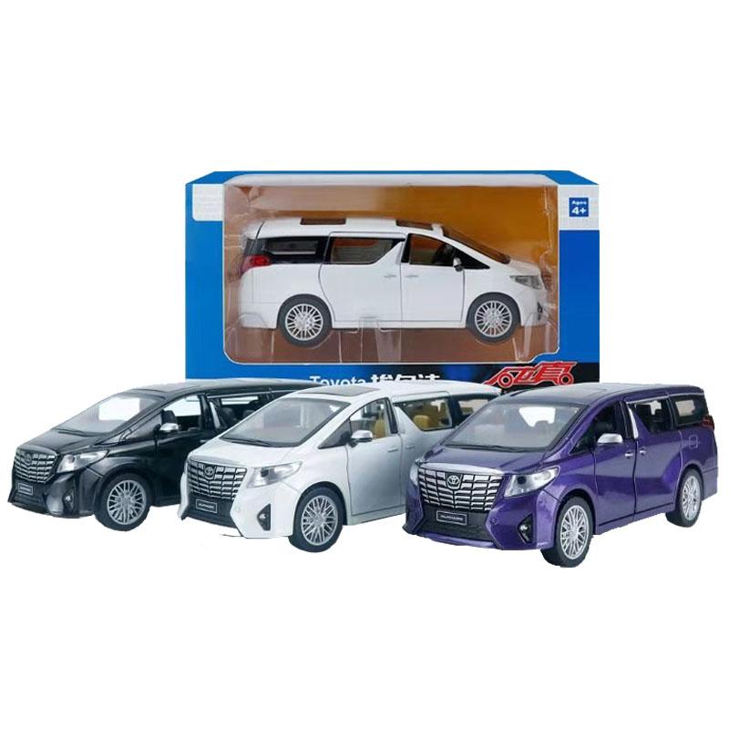 1/29 Electric Car Model Toyota Alphard Boy Collection Pull Back Extended Alloy Cars Men's Souvenir Birthday Gift for Children