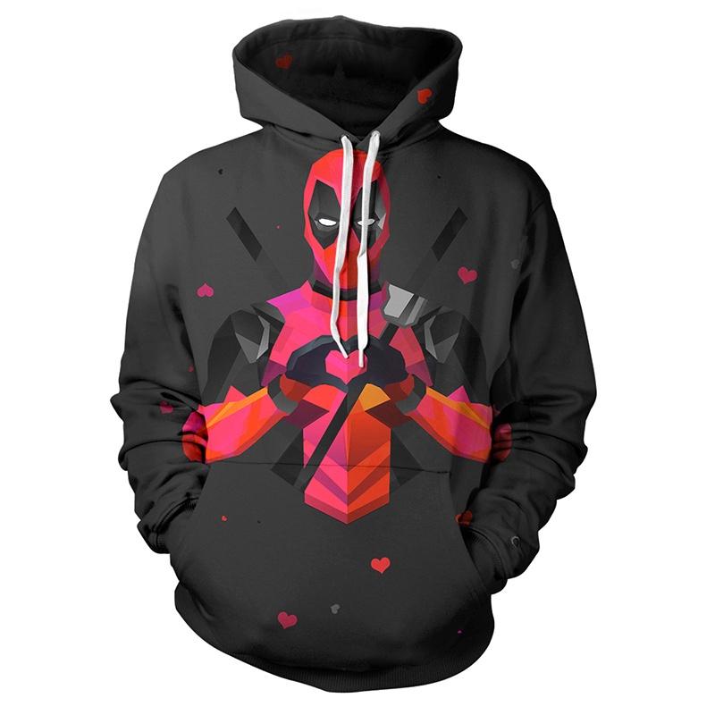Men's Deadpool Sweatshirts Long Sleeve Hooded Coat Pullover Hoodies With Superhero Design