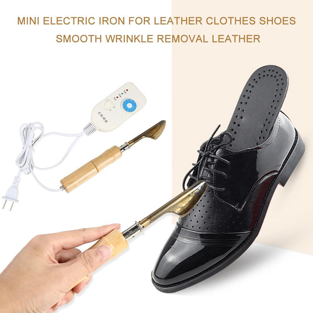 Portable Wood Handle Mini Electric Iron for Leather Clothing Bag Shoes Crafting