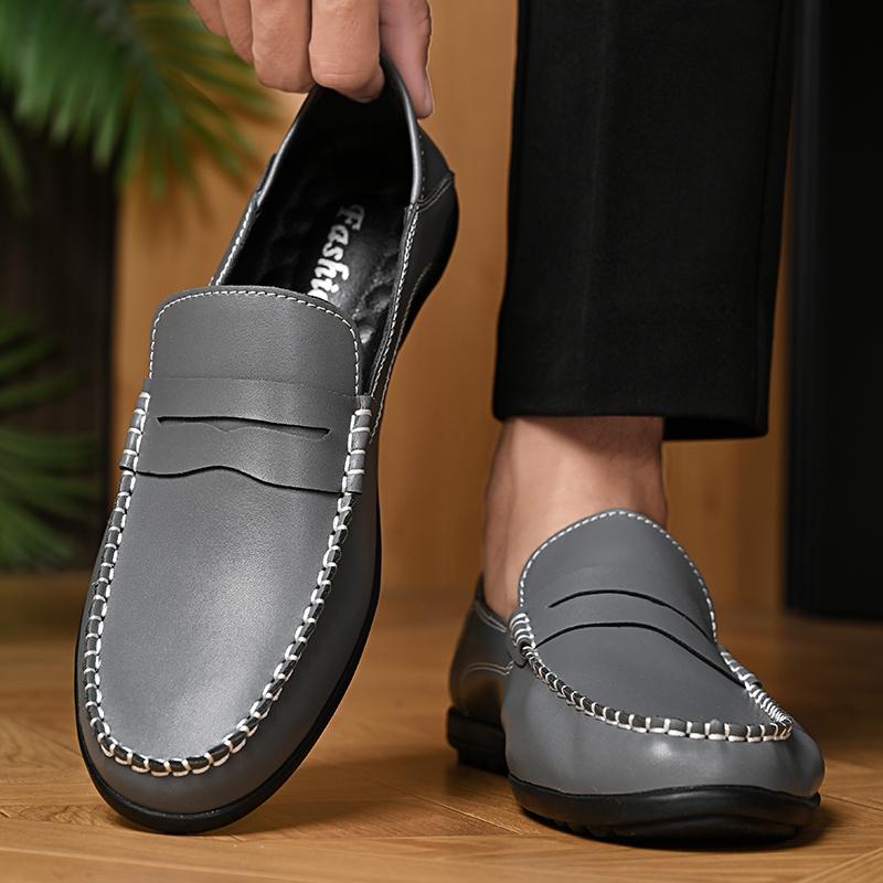 2024 New Fashion Luxury Brand Loafers Men Slip-on Leather Black Business Leather Shoes Flat Shoes Breathable Casual Shoes Office