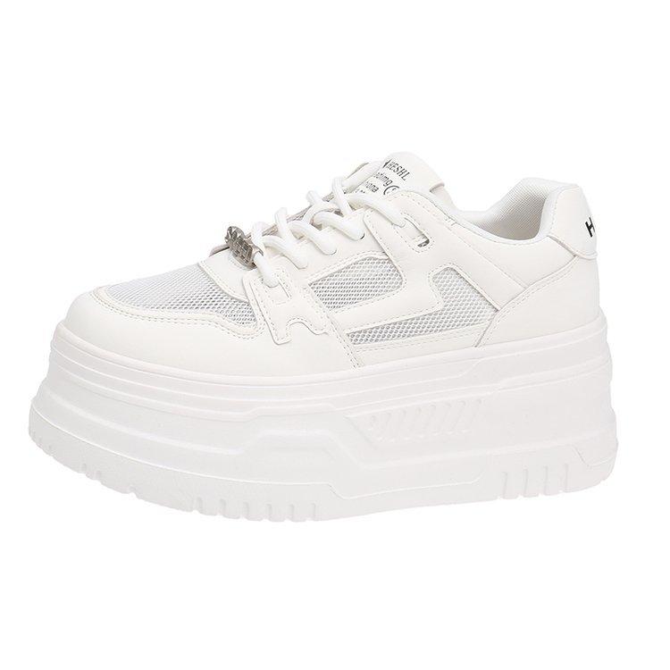 

2025 нові шкіряні черевики на шнурівці з коров ячої шкіри, на платформі, туфлі-мафіни, білі туфлі, повсякденні кеди, універсальні жіночі туфлі, що збільшують зріст 37