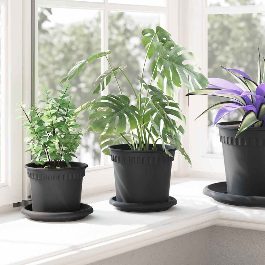 Plant Pots 6 Pcs Black Ø 15 X 12 Cm Plastic