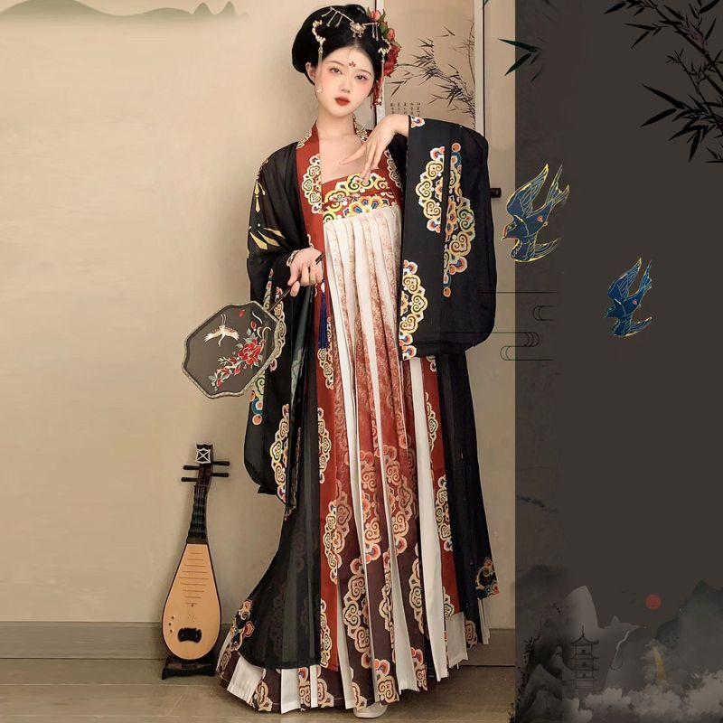 Oblek s velkým rukávem ve stylu čínské dynastie Tang Celý set Hanfu