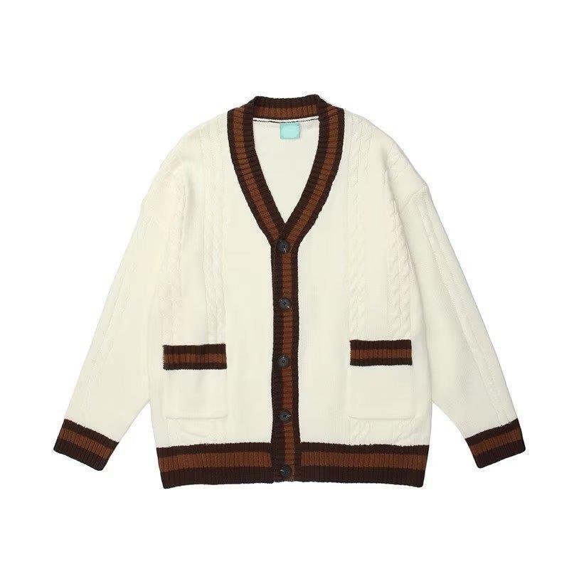 Men's Retro V-Neck Knitted Cardigan Sweater - Autumn 2022 Collection, Versatile Loose Long Sleeve Top