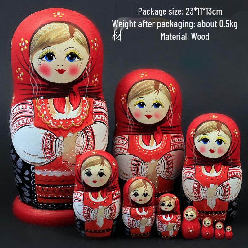 Wooden Painted Russian Nesting Dolls: 5, 7, 10, or 15 Layer Craft Toy & Souvenir