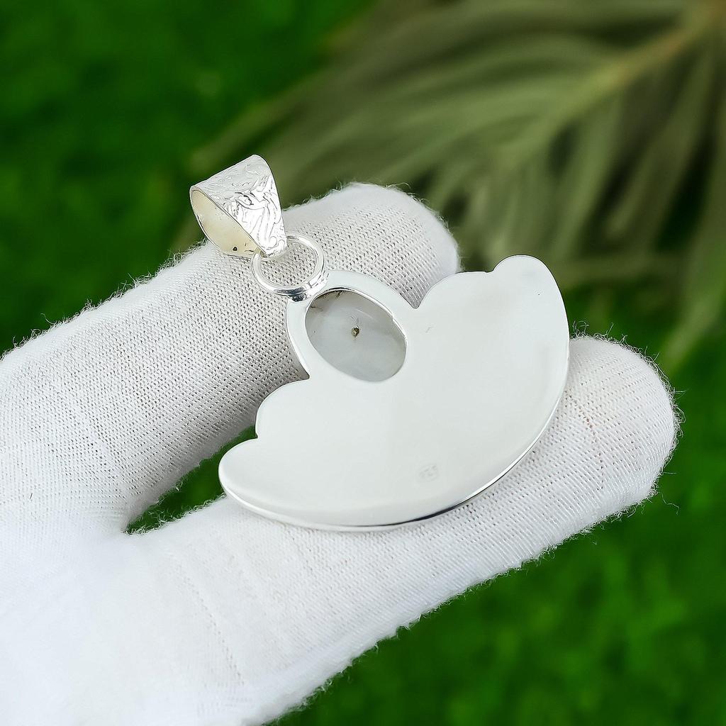 Friendship Day Deal Sterling Silver Rainbow Moonstone Gemstone Pendant Jewelry