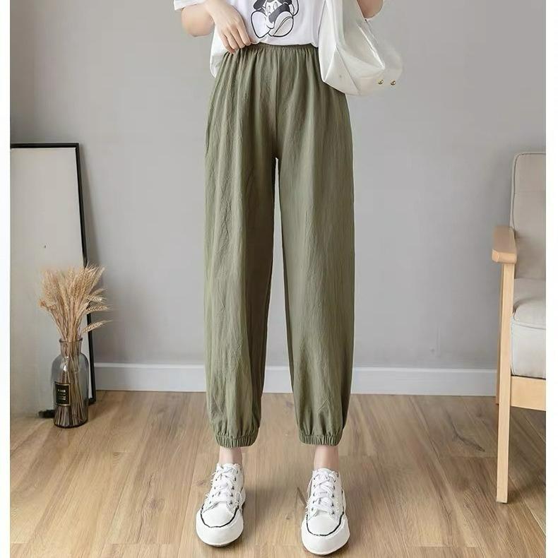 Cotton and Linen Bloomers Women's Summer Loose High-waisted Drape Linen Nine-point Trousers Casual Thin Carrot Harem Pants