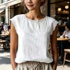 Women Tops Round Neck Sleeveless Loose Fit Summer Casual Vest Pure
