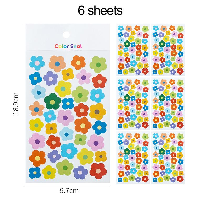 6pcs Clipbook Stickers Self-adhesive Adhesive Album Decoration Accessories DIY Stickers Star Heart Dots Color Handicrafts